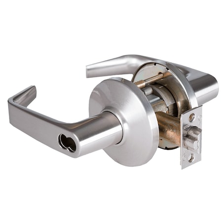 Best Grade 1 Entrance/Office Cylindrical Lock, 15 Lever, D Rose, SFIC Less Core, Satin Chrome Finish, 4-7 9K37UA15DS3626